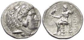 Königreich Makedonien. Philippos III. Arrhidaios (323 - 317 v. Chr.).

 Tetradrachme (Silber). 319 / 318 v. Chr. (Jahr 15). Sidon.
Vs: Kopf des jug...