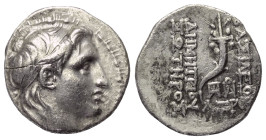 Seleukidisches Königreich. Demetrios I. Soter (162 - 150 v. Chr.).

 Drachme (Silber). Ca. 152 - 151 v. Chr. (Jahr 161). Antiocheia am Orontes.
Vs:...