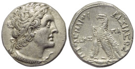 Ptolemäisches Königreich. Ptolemaios VI. Philometor (180 - 145 v. Chr.).

 Tetradrachme (Silber). 155 / 154 v. Chr. (Jahr 27). Alexandria.
Vs: Kopf...