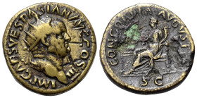 Ostgoten. Unbestimmter Regent Mitte 6. Jh. n. Chr.

 Follis zu 42 Nummi (Ersatzgeld).
Wiederverwendeter Dupondius des Vespasian (69 - 79 n. Chr.) v...
