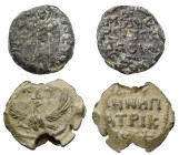 Byzantinische Siegel - Lots.


Lot (2 Stück, Blei): ca. 6. - 11. Jhdt. n. Chr.
A: Adler mit ausgebreiteten Schwingen und dreizeiliger Inschrift mi...