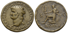 Paduaner. Nero (54 - 68 n. Chr.).

 Sesterz (Bronze).
Vs: NERO CLAVD CAESAR AVG GERM TRP IMP P P. Kopf des Nero mit Lorbeerkranz auf Globus links....