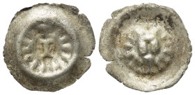 Hannover - Gemeinsame Prägung der Stände.

 Helmpfennig (Silber).
Vs.: Helm mit stilisierten Hörnern, im Zentrum 'I'.

19 mm. 0,38 g. 

Leschho...
