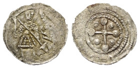 Polen - Herzogtum der ersten Piasten (980 - 1193). Boleslaw III Krzywousty (1107 - 1138).

 Denar (Silber).
Vs: Drachenkämpfer mit Lanze.
Rs: Kreu...