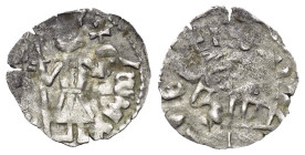 Walachei - Fürstentum. Mihail I. (1418 - 1420).

 Ducat (Silber).
Vs: IW MX - ...AL B... (Slawisch). Herrscher mit Lanze und Kreuzglobus frontal st...