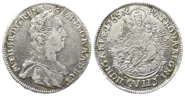 Habsburger bis 1806. Maria Theresia (1740 - 1780).

 XVII Kreuzer (Silber). 1765 KB. Kremnitz.
Vs: Büste rechts.
Rs: Bekrönter Doppeladler mit Bru...