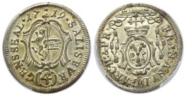Neufürsten. Salzburg. Franz Anton von Harrach (1709 - 1727).

 Reichsbatzen (4 Kreuzer) (Silber). 1719. Salzburg.
PCGS MS65 (600095.65/37271219).
...