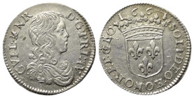 Frankreich. Orange - Fürstentum. Wilhelm Heinrich von Nassau (1650 - 1702).

 5 Sols = 1/12 d'Écu (Luigino, Silber). 1661.
Vs: GVIL HNR - D G PRI A...