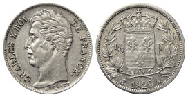 Frankreich. Restauration (1814/15 - 1830). Karl X. (1824 - 1830).

 1/2 Franc (Silber). 1829 A. Paris.
Vs: Kopf links.
Rs: Bekrönter französischer...
