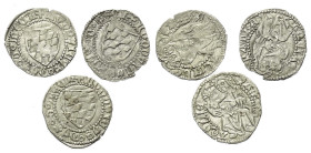 Mittelalter - Lots.


Italien. Aquileia - Patriarchat Ludwig II. von Teck (1412 - 1420).

Lot (3 Stück, Silber): Denar.
Vs: Wappen.
Rs: Maria m...