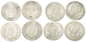Österreich - Lots.


Habsburger bis 1806.
Franz II. (I.) (1792 - 1835).

Lot (4 Stück, Silber): 20 Kreuzer 1802 A und B, 1804 A, 1806 A.

Sehr...