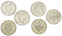 Österreich - Lots.


Kaisertum Österreich.
Ferdinand I. (1835 - 1848).

Lot (3 Stück, Silber): 20 Kreuzer 1842 E, 1844 B und 1848 E.

Sehr sch...