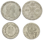 Österreich - Lots.


Habsburger bis 1806. 
Joseph II. (1765 - 1780 / 1780 - 1790) und Leopold II. (1790 - 1792).

Lot (2 Stück, Silber):
1/2 Kr...