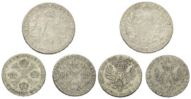 Österreich - Lots.


Habsburger bis 1806. 
Maria Theresia (1740 - 1780).

Lot (3 Stück, Silber): Kronentaler 1764, 1/2 Kronentaler 1765 und 1768...