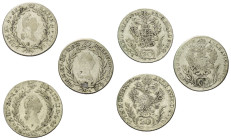 Österreich - Lots.


Habsburger bis 1806. 
Joseph II. (1765 - 1780 / 1790).

Lot (3 Stück, Silber): 20 Kreuzer 1787 (2x) und 1789.

Meist sehr...