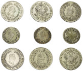 Österreich - Lots.


Habsburger bis 1806. 
Meist Franz I. (1804 - 1835).

Lot (9 Stück, Silber): 20 Kreuzer 1802, 1804, 1806, 1809, 1811 und 182...