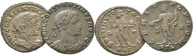 IMPERIO ROMANO. Constantino I. Treveri 1ª oficina. Follis. Otro SOLI INVICTO… Lote de 2