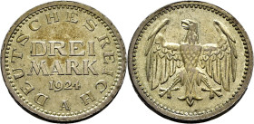 ALEMANIA. Weimar Rep. Berlín. 3 marcos. 1924. EBC+