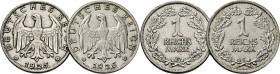 ALEMANIA. Weimar Rep. 1 marco. 1925 F y 1926 E. Lote de 2