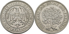 ALEMANIA. Weimar Rep. Árbol. 5 Reich marcos. 1927A. EBC. Escasa