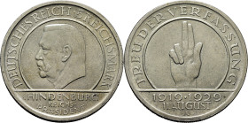 ALEMANIA. Weimar Rep. Hindenburg. 5 Reich marcos. 1919-1929A. EBC-. Escasa