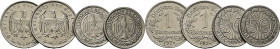 ALEMANIA. Weimar Rep. y III Reich. 50 pfennig. 1928 F y 1929 A... Lote de 4