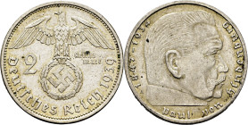 ALEMANIA. III Reich. Hindenburg. 2 Reich marcos. 1847-1934. 1939A. Casi EBC+. Cierto atractivo