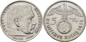 ALEMANIA. III Reich. Hindenburg. 5 marcos. 1939 E. EBC-