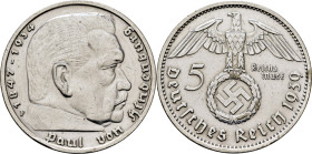 ALEMANIA. III Reich. Hindenburg. 5 marcos. 1939 F. EBC-