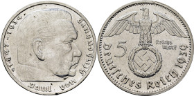 ALEMANIA. III Reich. Hindenburg. 5 marcos. 1939 G. Casi EBC+