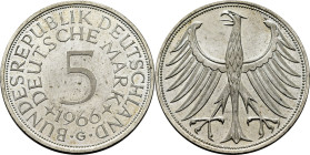 ALEMANIA Federal. Águila. 5 marcos. 1966G . SC+/SC. Magnífica