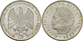 ALEMANIA Federal. L. V. Beethoven 1770-1877. 5 marcos. 1970F. SC+. Buen ejemplar