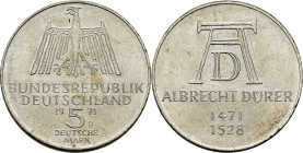 ALEMANIA Federal. Albrecht Durer 1471-1528. 5 marcos. 1971D. SC+/SC. Buen ejemplar