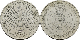 ALEMANIA Federal. N. Kopernikus 1473-1543. 5 marcos. 1973J. Casi FDC. Estupenda. Llamativa