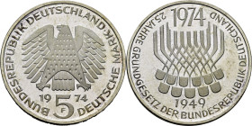 ALEMANIA Federal. Instauración de la República 1949-1974. 5 marcos.PROOF FDC. Bellísima