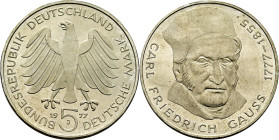 ALEMANIA Federal. Carl Friedrich Gauss 1777-1855. 5 marcos. 1977J. PROOFlike FDC. Estupenda