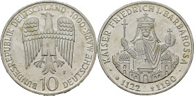 ALEMANIA Federal. Friedrich Barbarossa 1122-1190. 10 marcos. 1990F. FDC. Muy buen ejemplar