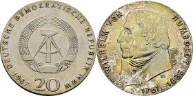 ALEMANIA del Este. Wilhelm Von Humboldt 1767-1835. 20 marcos. 1967. FDC. Magnífica. Escasa