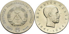 ALEMANIA del Este. Hertz 1887-1894 75 años de su muerte. 5 marcos. SC+. Muy buen ejemplar