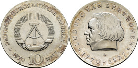 ALEMANIA del Este. L. V. Beethoven 1770-1827. 10 marcos. 1970. FDC. Magnífica. Bellísimo anverso