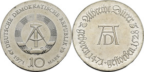ALEMANIA del Este. Albrecht Durer 1471-1528. 10 marcos. 1971. SC+. Estupenda. Muy buen ejemplar