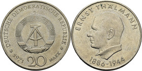 ALEMANIA del Este. Ernst Thalmann 1886-1944. 20 marcos. 1971. SC+. Muy buen ejemplar