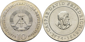 ALEMANIA del Este. G. D. Friedrich 1774-1840. 10 marcos. 1974. FDC. Estupenda