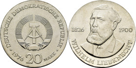 ALEMANIA del Este. W. Liebknecht. 20 marcos. 1976. FDC. Estupenda. Atractiva