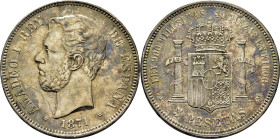 AMADEO I. 5 pesetas. 1871*18-74. DEM. Sería EBC
