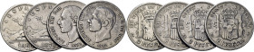 CENTENARIO. 2 pesetas. 1869, 1870, 1881*18-81 y 1882… Lote de 4