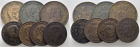 ALFONSO XII. Barcelona. 10 (3) y 5 céntimos (4). 1877, 78 y 79. OM. Lote de 7