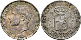 ALFONSO XII. 50 céntimos. 1880*8-0. MSM. EBC+/SC-