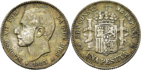 ALFONSO XII. 1 peseta. 1885*x-85. MSM