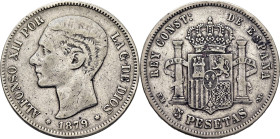 ALFONSO XII. 5 pesetas. 1879*18-x. EMM